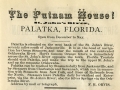 Advertisement for the Putnam House in Palatka, 1878