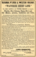 Advertisement for the Savannah, Florida & Western Railway's "Waycross Short Line," 1883