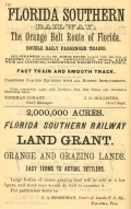 Advertisement for the Florida Southern Railway, the Orange Belt Route, 1883