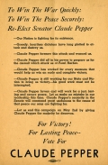 Poster urging re-election of Claude Pepper as Florida's U.S. Senator