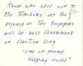 Anonymous Note Urging Commissioner of Education Floyd Christian to Not "Sell Out" Over the Teachers' Strike, 1968
