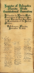 Register of Delegates from Florida Considering the Proposed Twenty-First Amendment, 1933