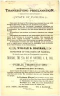 Governor Bloxham's Thanksgiving Proclamation, 1884