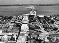 Aerial view looking east over construction of I-195 - Miami, Florida.
