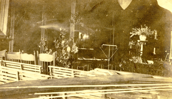 Interior view of Koreshan Unity's Art Hall in Estero, Florida.