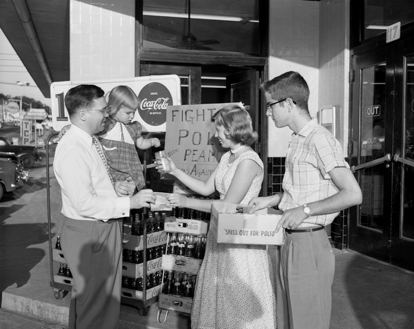 Members of Teens Against Polio (TAP) selling peanuts for donations to fight polio in Tallahassee, Florida.