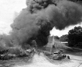 Fire being fought at the W.J. Boynton and Son turpentine distillery in Tallahassee, Florida.