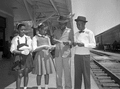 African American school children at the railway depot in Tallahassee.