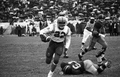 #22 "Bullet Bob" Hayes running the ball during FAMU football game at Bragg Memorial Stadium in Tallahassee.