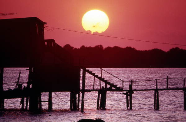 The Thomas Guest House at sunset. Photo circa 1970s.