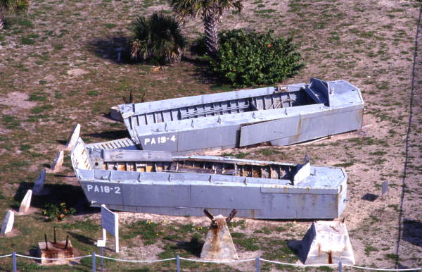 Aerial view of landing craft on the grounds of the Navy UDT-SEAL Museum in Fort Pierce.