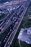 Aerial view looking northwest over the CSX railroad yard in Jacksonville.