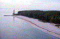 Aerial view of the Cape Florida Lighthouse at Key Biscayne.