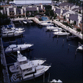Bird's eye view overlooking marina at the Marriott Hotel in Ft. Lauderdale, Florida.