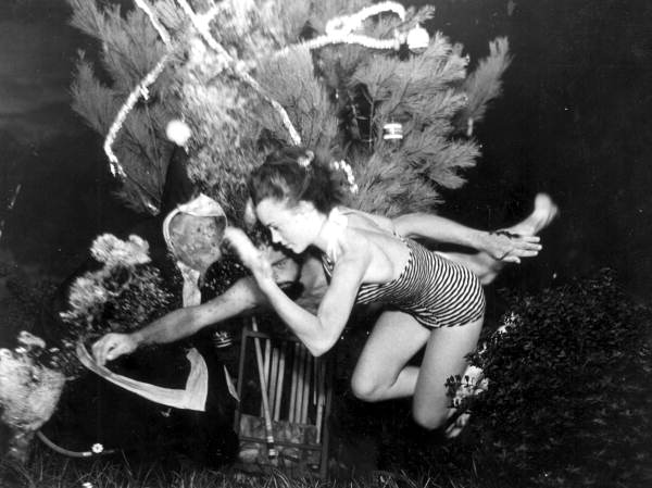 Scene from a Weeki Wachee Springs amusement park Christmas party.