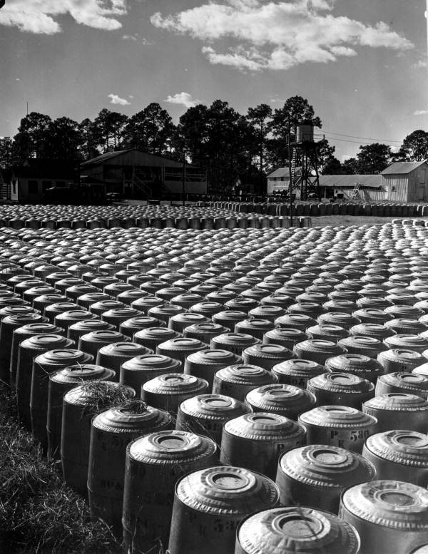 Pine top turpentine still and outdoor storage yard - Florida