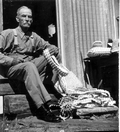 Basket maker Moses Pinder at work - Tarpon Springs, Florida