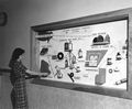 An employee has product samples hung on the board - Pensacola, Florida.