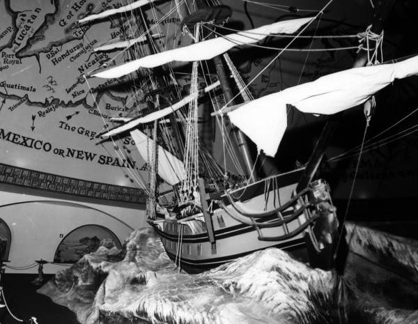 An example of a Spanish galleon similar to the Atocha, on display at McKee's Museum of Sunken Treasure on Plantation Key (1972).