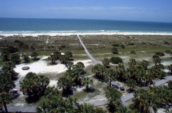 Bird's eye view overlooking part of the Caladesi Island State Park from an observation tower - Dunedin, Florida