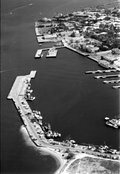 Aerial view of NAS Key West showing impounded boats - Key West, Florida.