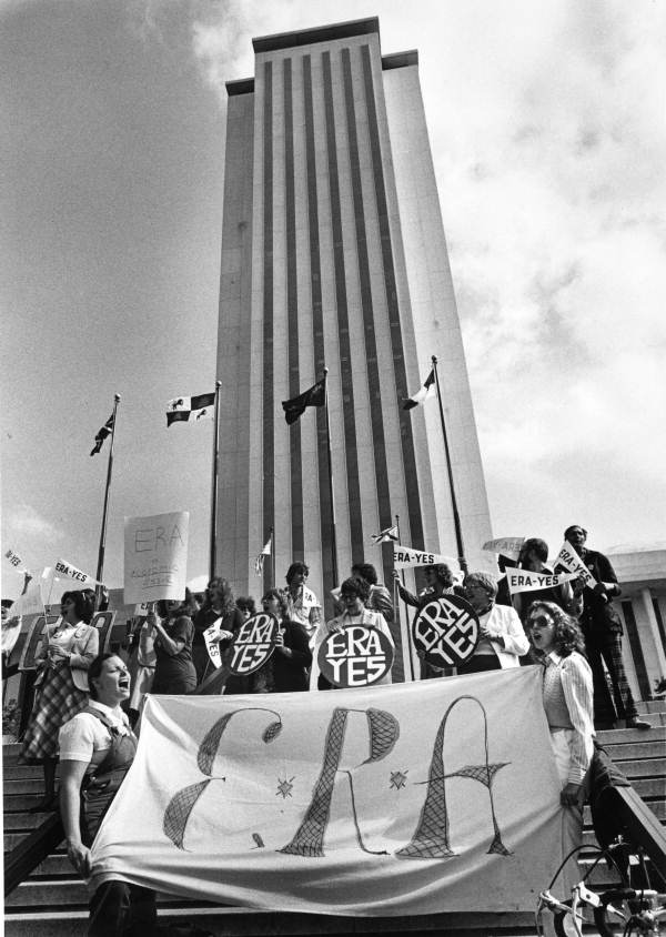 ERA supporters rally outside the Florida Capitol Complex, 1981.