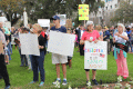 Gun-control activists with their signs at the Old Capitol during the Never Again Rally in Tallahassee.