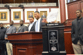 Florida State University quarterback Jameis Winston addressing the House of Representatives during "FSU Day" at the state Capitol in Tallahassee.