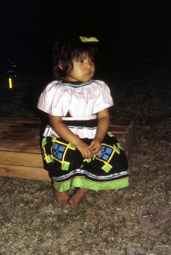 Seminole child at the Christmas celebration at Susie Billie's village in Ft. Myers.