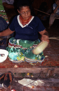 Seminole woman Susie Billie making a basket.