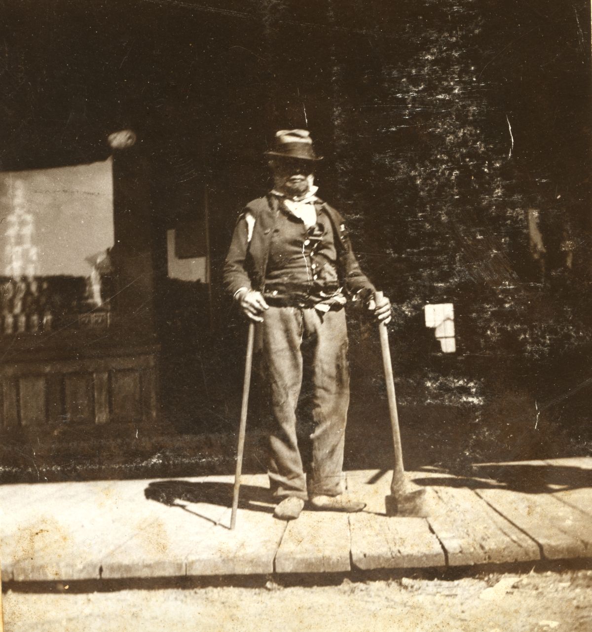 Black man with ax in Apalachicola, Florida.