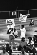 Activists protest at the FAMU football game - Tallahassee, Florida.