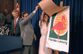 Governor Bob Martinez , Lieutenant Governor Bobby Brantley and Judy Rutz unveils Florida's lottery logo - Tallahassee, Florida.