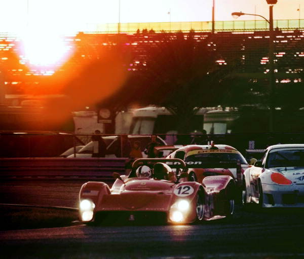 Cars running the Rolex 24 endurance race at sunset - Daytona Beach, Florida, 2000