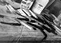 Close-up view showing tools used for making nets in Key West, Florida.