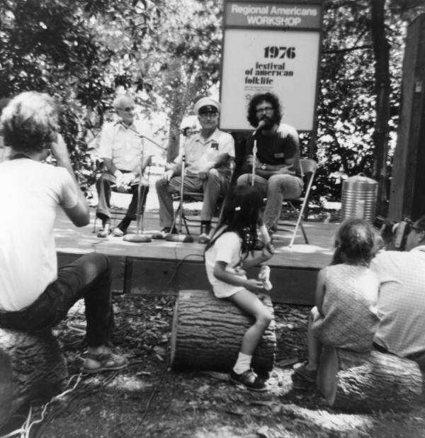Florida storyteller Frog Smith, left, at the 1976 Festival of American Folklife in Washington, D.C.