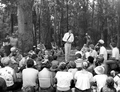 Gamble Rogers telling a tall tale at the 1978 Florida Folk Festival in White Springs, Florida.
