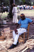 Alphonso Jennings, white oak basket maker from Lamont, at the 1995 Florida Folk Festival in White Springs.