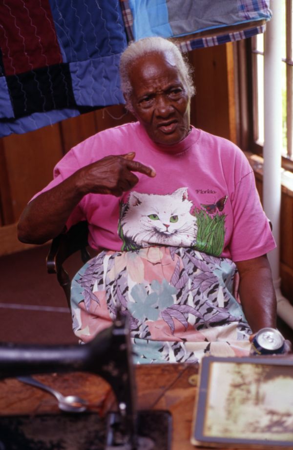 African-American quilter Sally Jones at the 1995 Florida Folk Festival in White Springs.