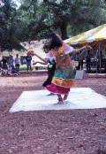 Sisy Abraham performing East Indian dance with Nila Radhakrishnan at the 1991 Florida Folk Festival in White Springs.