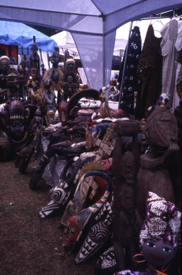 West African artifacts on display at the Zora Neale Hurston Festival of the Arts and Humanities in Eatonville, Florida.