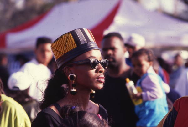 View of a woman at the Zora Neale Hurston Festival of the Arts and Humanities in Eatonville, Florida.