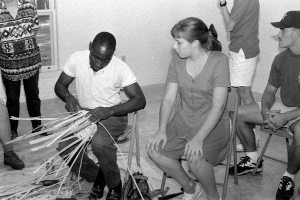 Alphonso Jennings giving a white oak basket making demonstration- Lake City, Florida