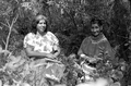 Susie Jim Billie and daughter Agnes Cypress with collected medicinal plants and herbs- Big Cypress Seminole Indian Reservation, Florida