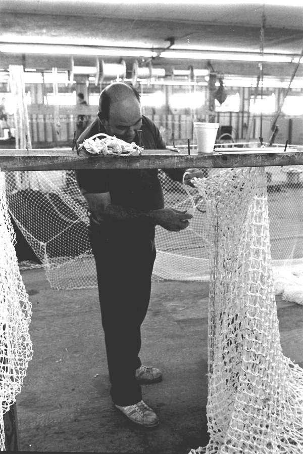 Fishing net being made at Burbank net shop - Fernandina Beach, Florida