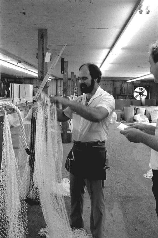 Fishing net being made at Burbank net shop - Fernandina Beach, Florida