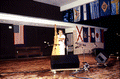 Jesus Rodriguez playing the Venezuelan harp at the Stephen Foster Center during the 1991 Florida Folk Festival - White Springs, Florida