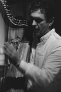 Jesus Rodriguez playing the Venezuelan harp at Fernandez De Bull restaurant- Naples, Florida