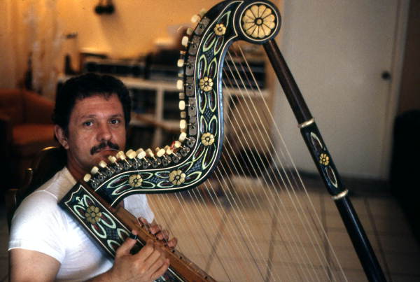Jesus Rodriguez playing the Venezuelan harp- Naples, Florida