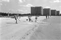 Group of boys pulling in a cast net they are fishing with